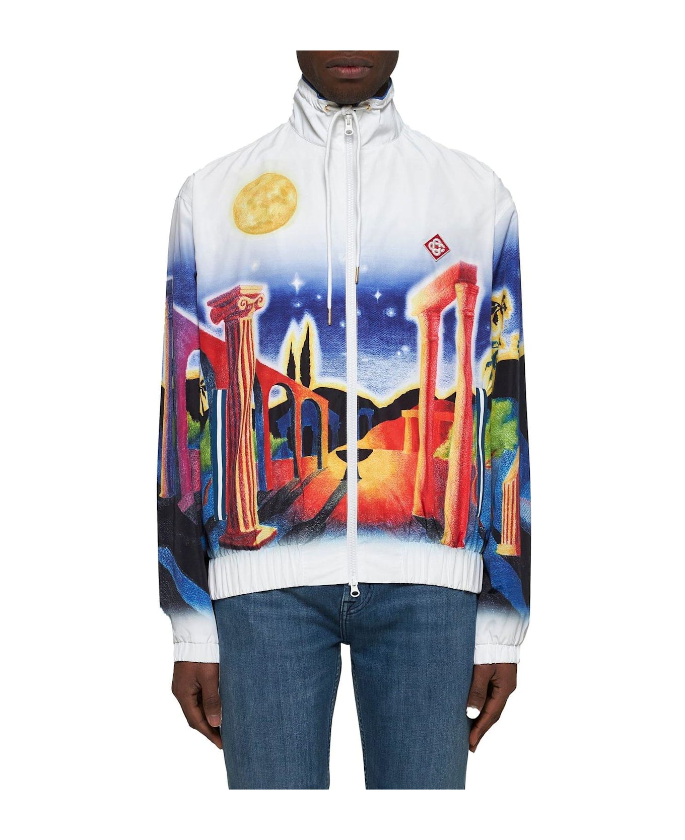 Casablanca Graphic Printed Zipped Jacket - White