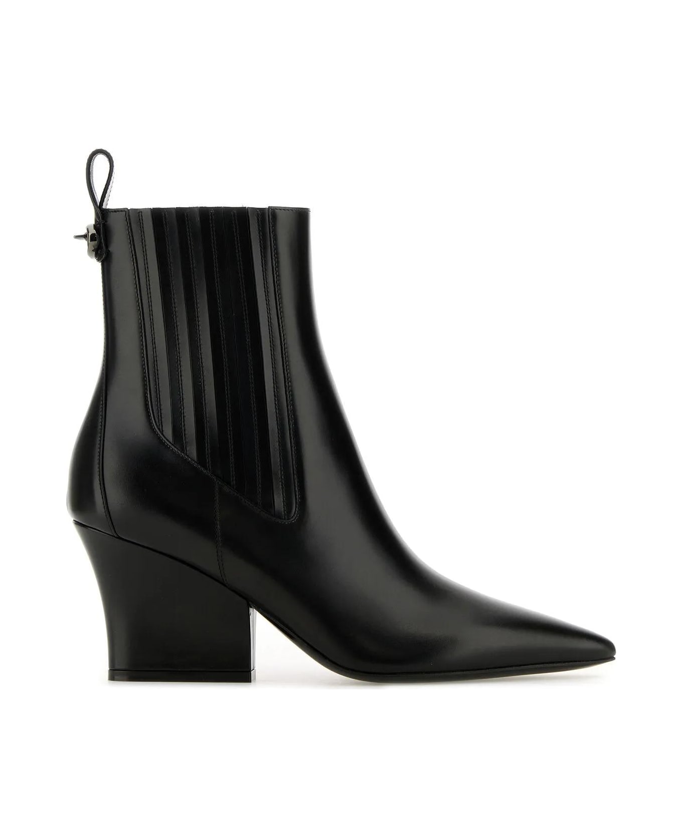 Valentino Garavani Black Leather Vlogo Lockette Ankle Boots - Black