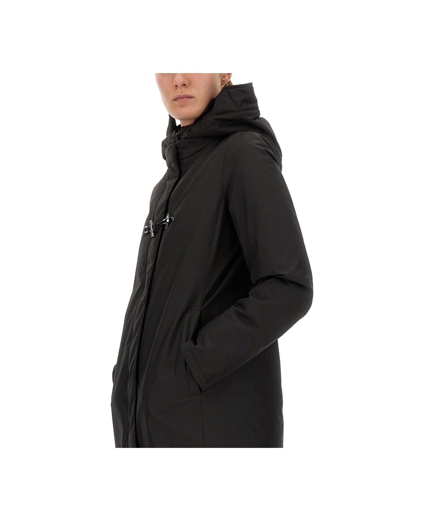 Fay Coat With Toggle - BLACK