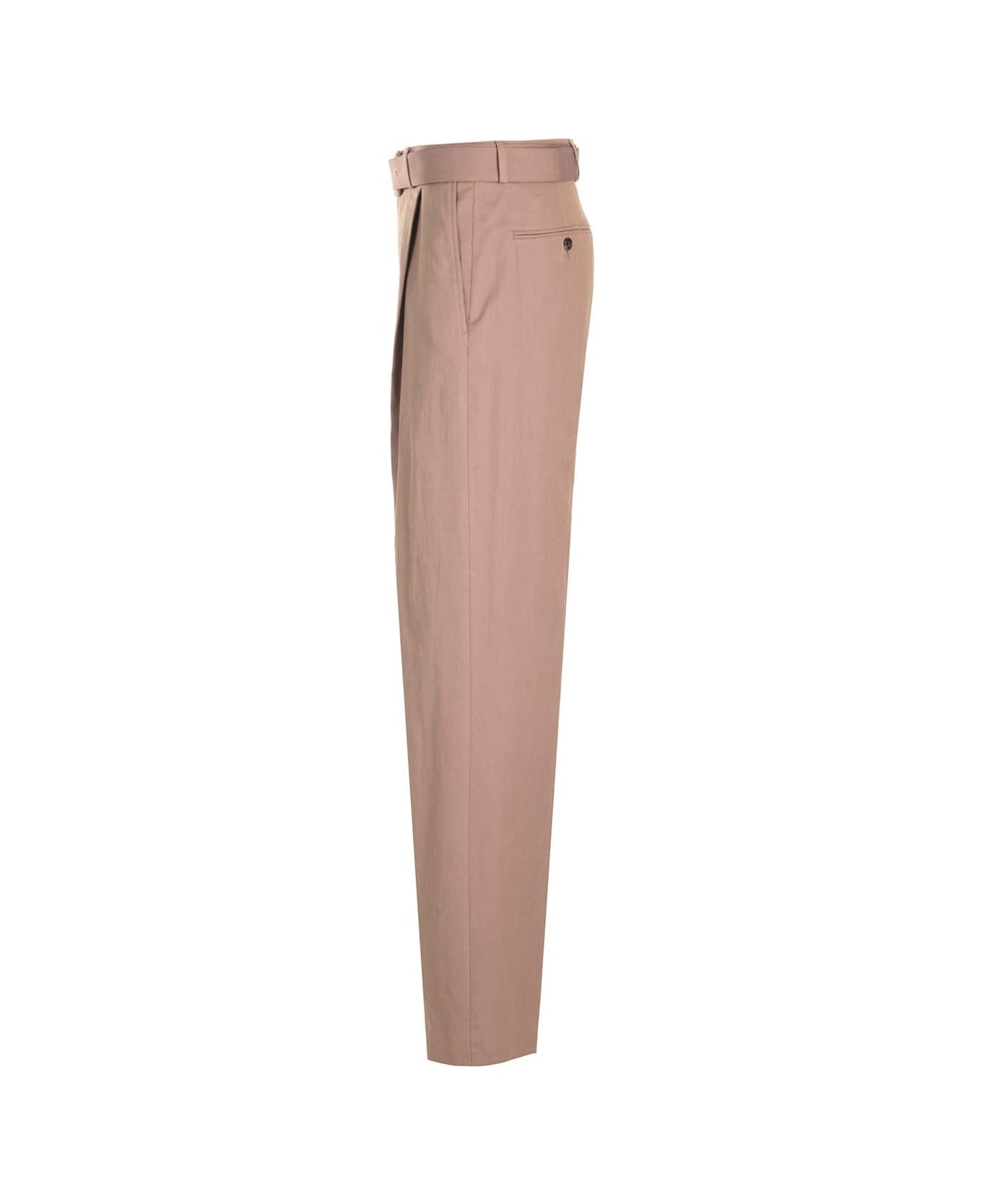 Dries Van Noten Straight Trousers With Belt - Brown