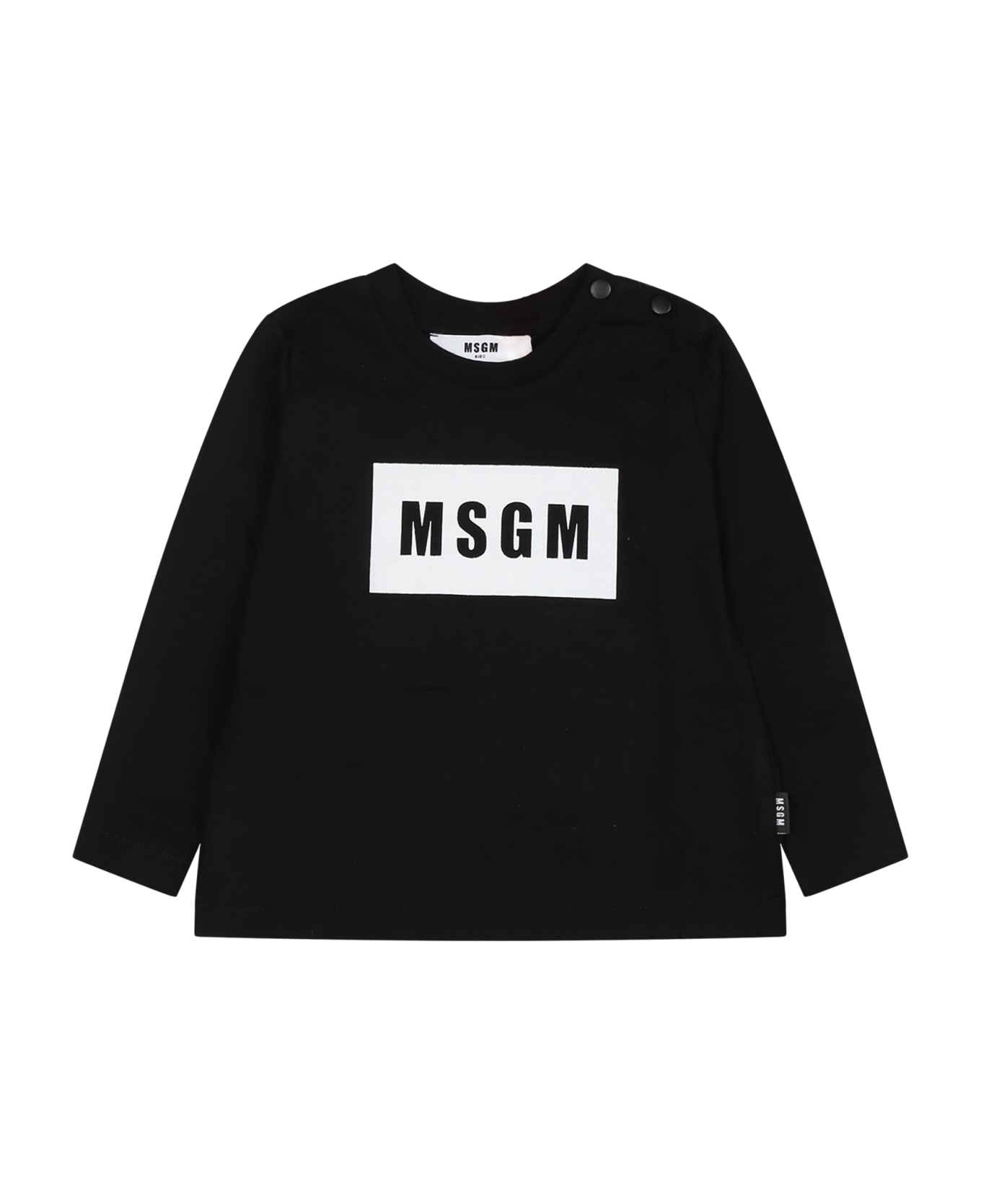 MSGM Black T-shirt For Baby Kids With Logo - Black