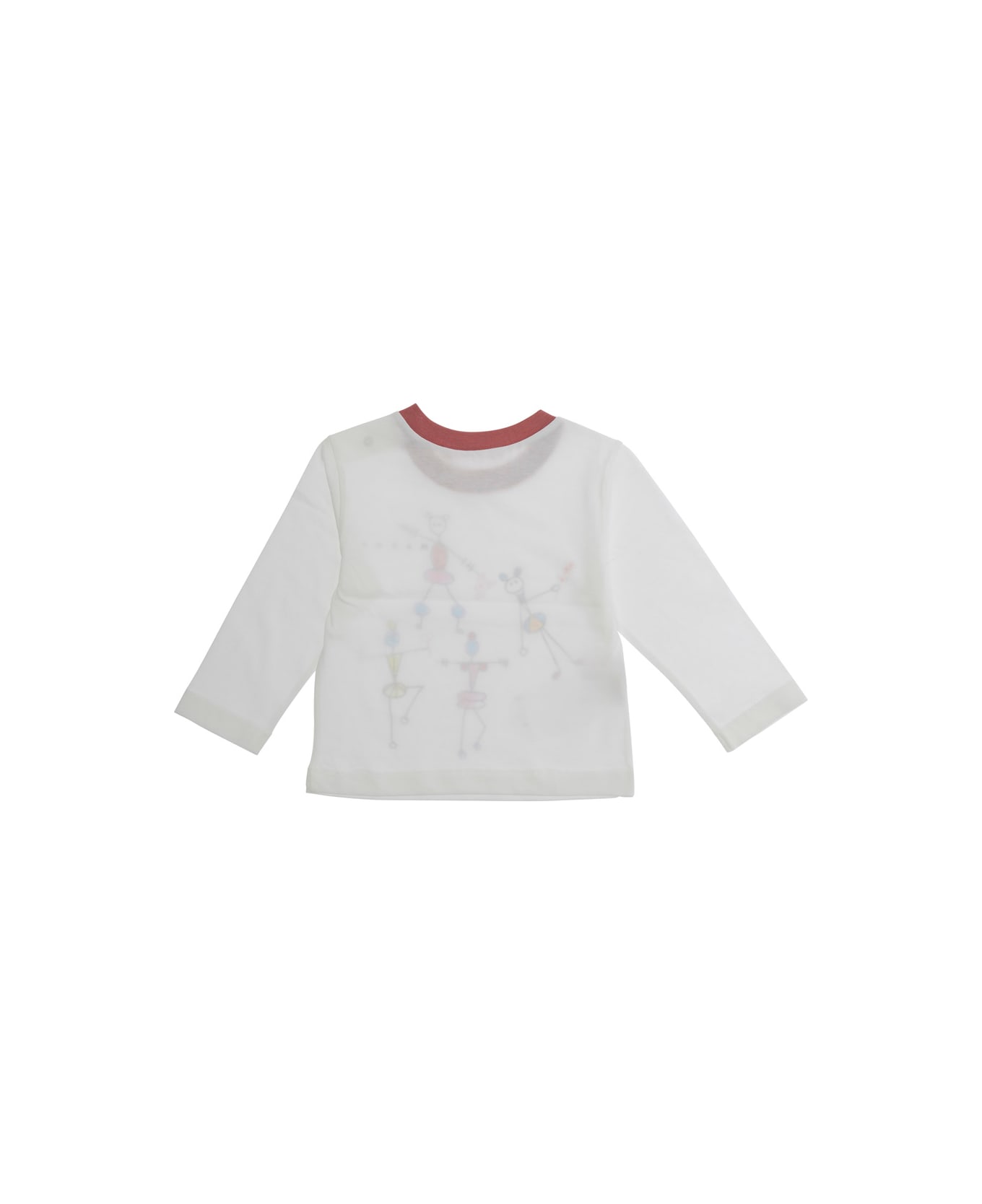 Marni White Long-sleeved T-shirt With Front Print In Cotton Baby - White Tシャツ＆ポロシャツ