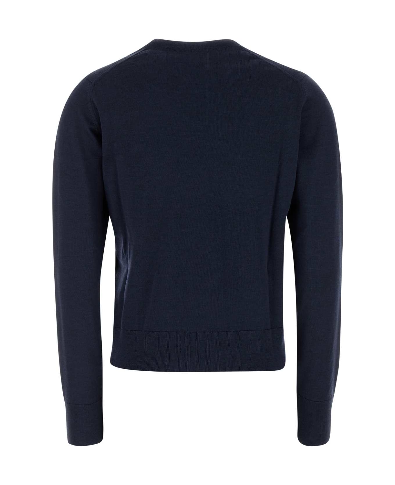 Maison Kitsuné Navy Blue Wool Sweater - DEEPNAVY