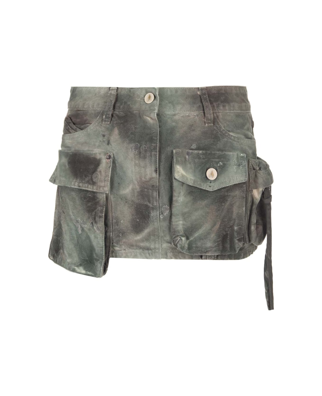 The Attico Camouflage 'fay' Mini Skirt - GREEN CAMOUFLAGE