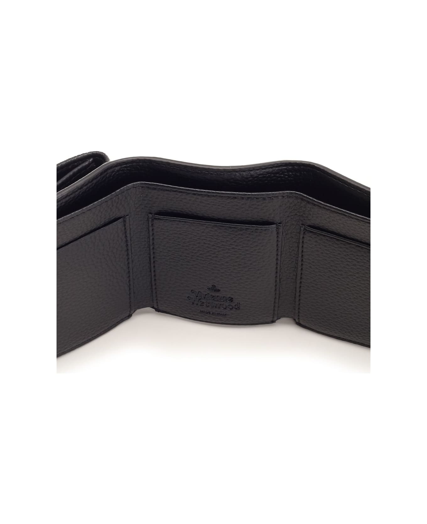 Vivienne Westwood Faux Leather French Wallet - BLACK