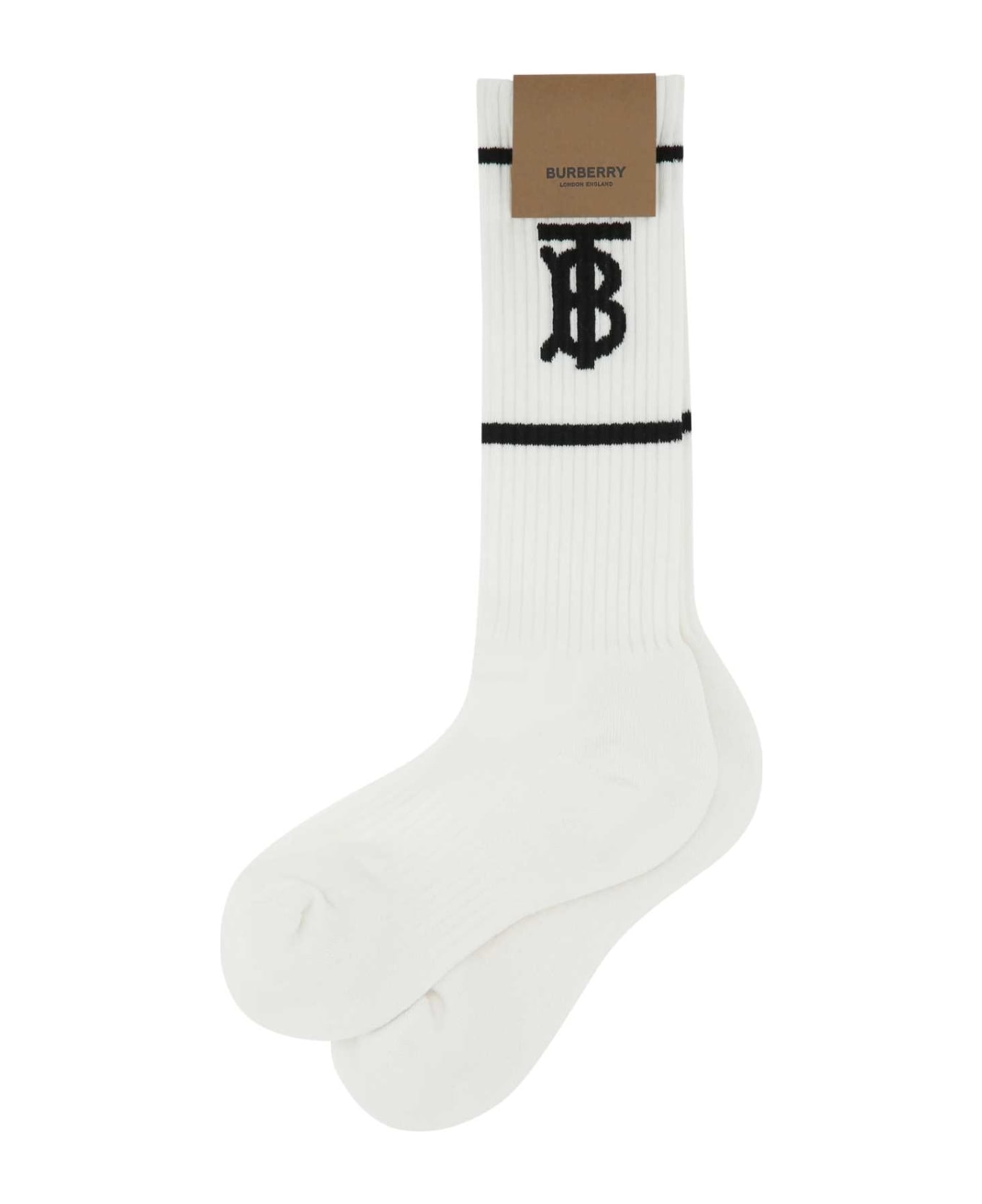 Burberry White Stretch Polyester Blend Socks - A1464