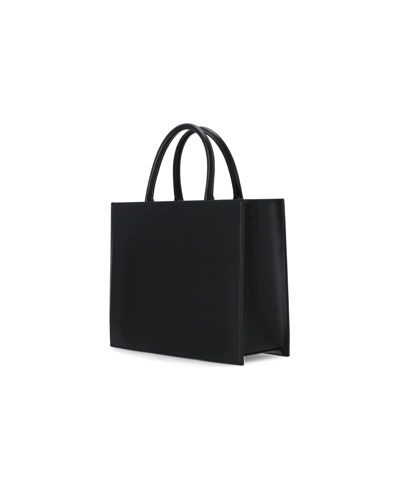 Elisabetta Franchi Shopper With Logo Plaque - Black トートバッグ