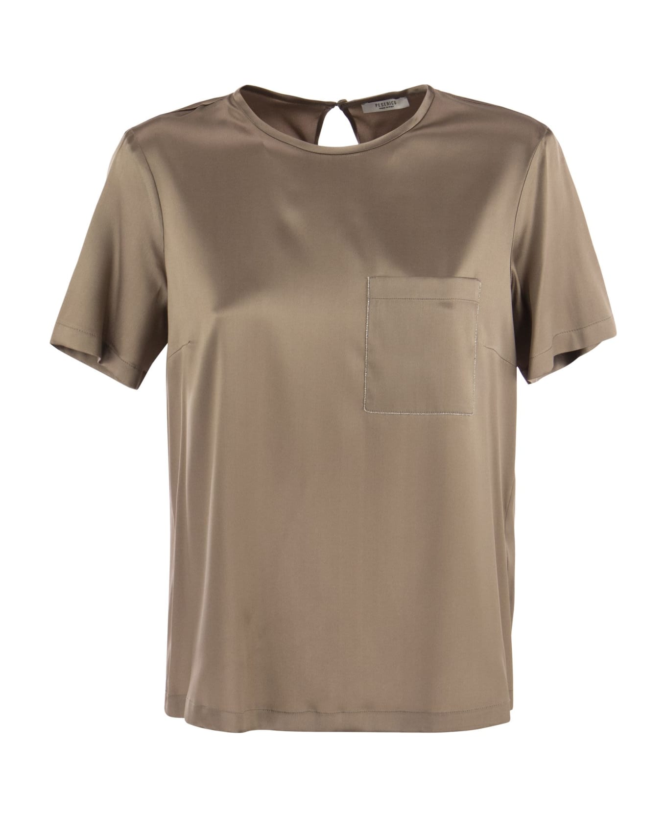 Peserico Silk Satin T-shirt - Camel