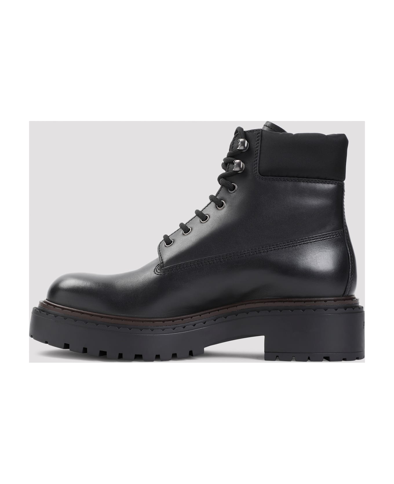 Prada Black Leather Ankle Boots - NERO