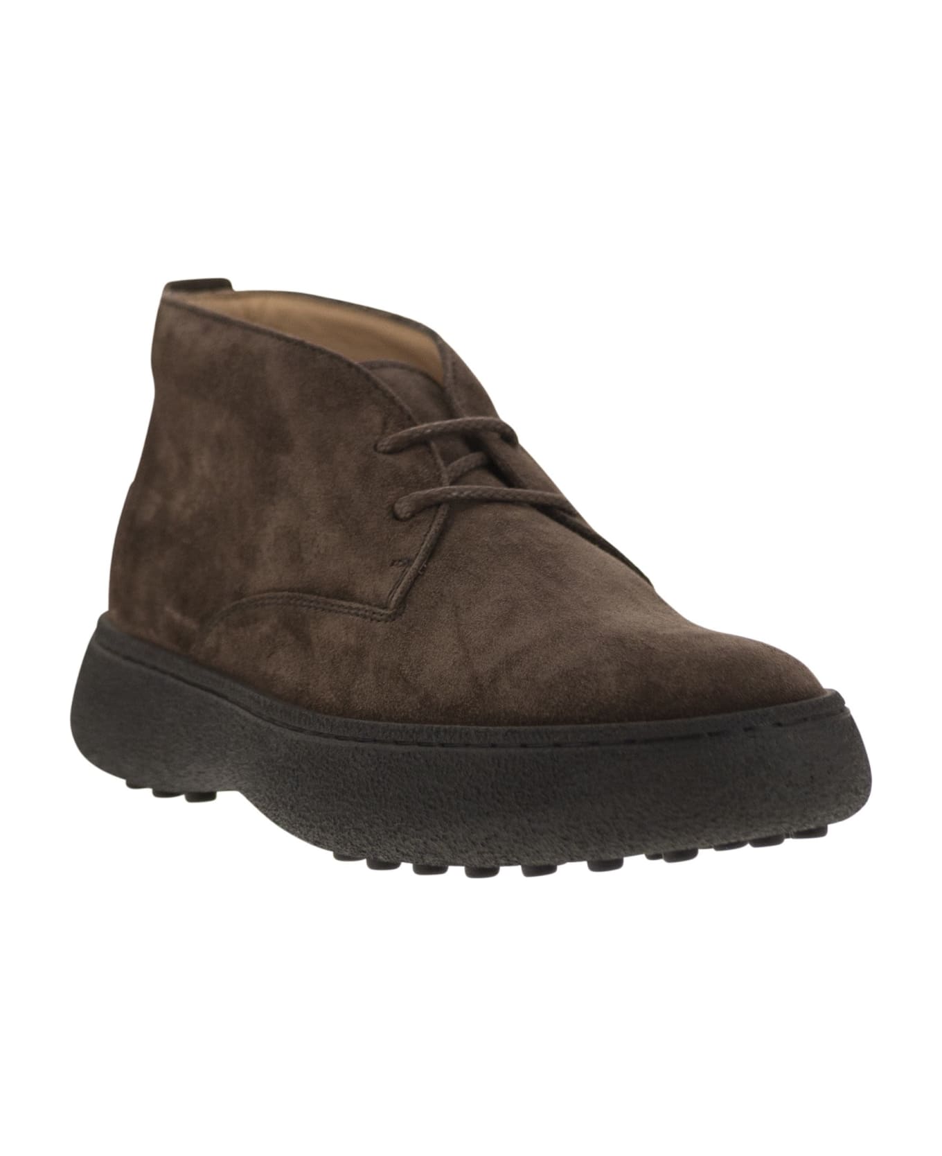 Tod's Suede Leather Ankle Boots - Dark Brown