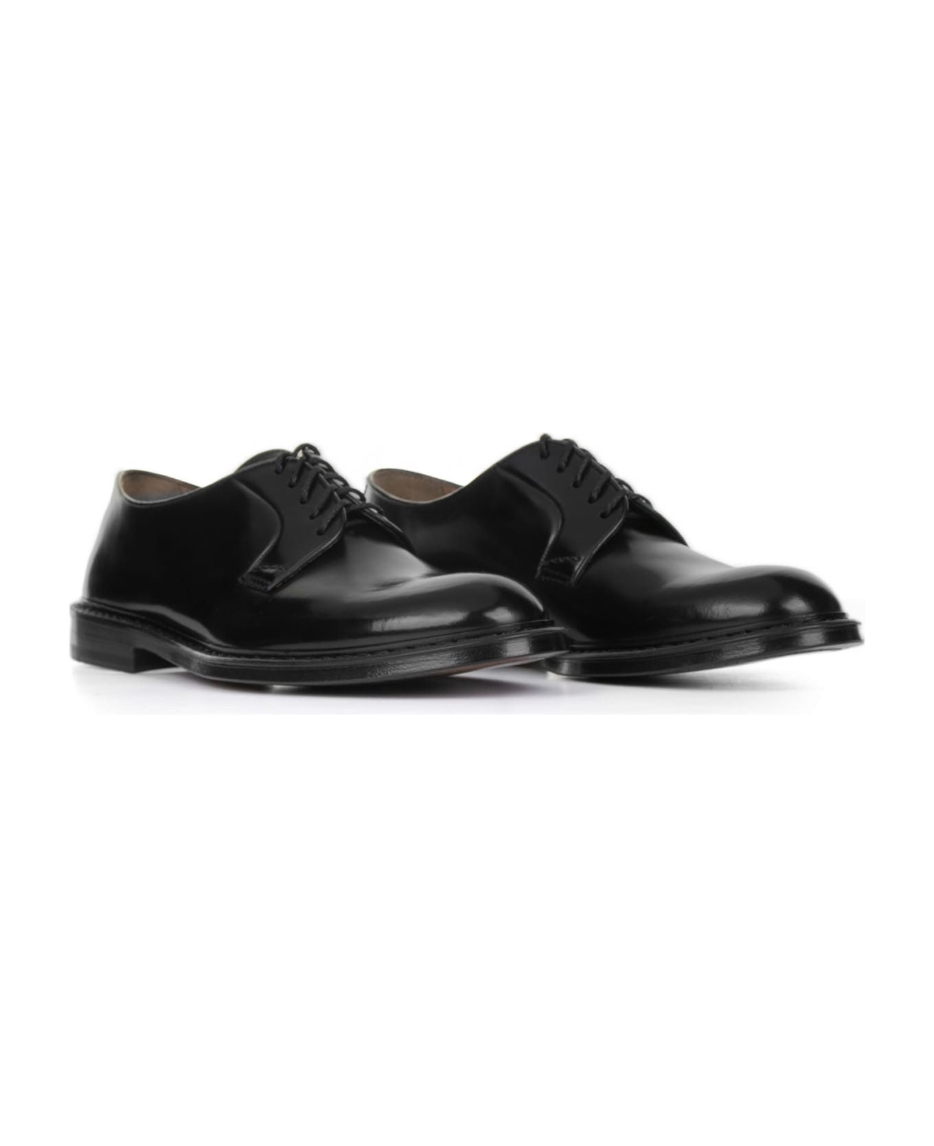 Doucal's Derby In Black Brushed Leather - NERO