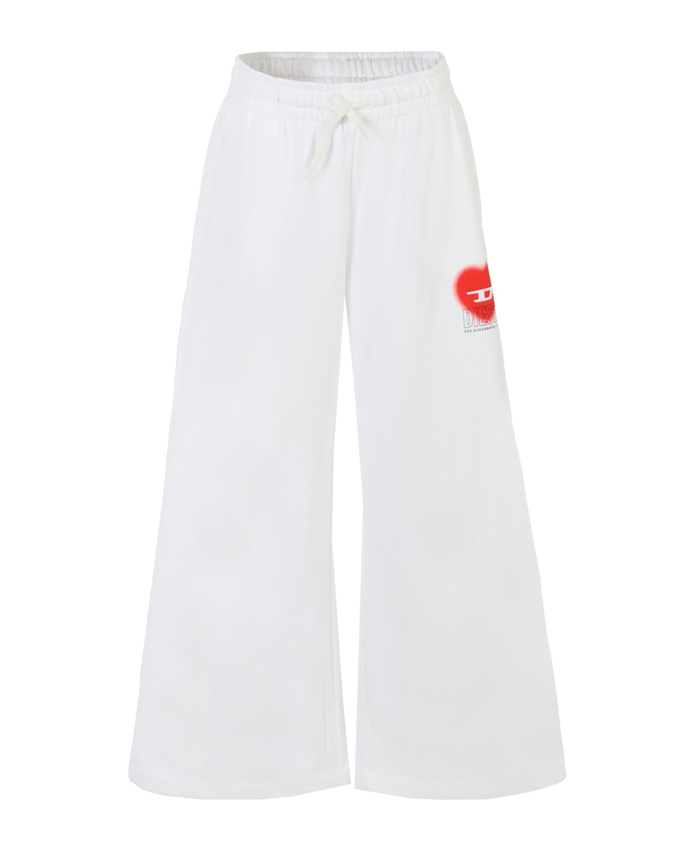 Diesel White Trousers For Girl With Heart - White