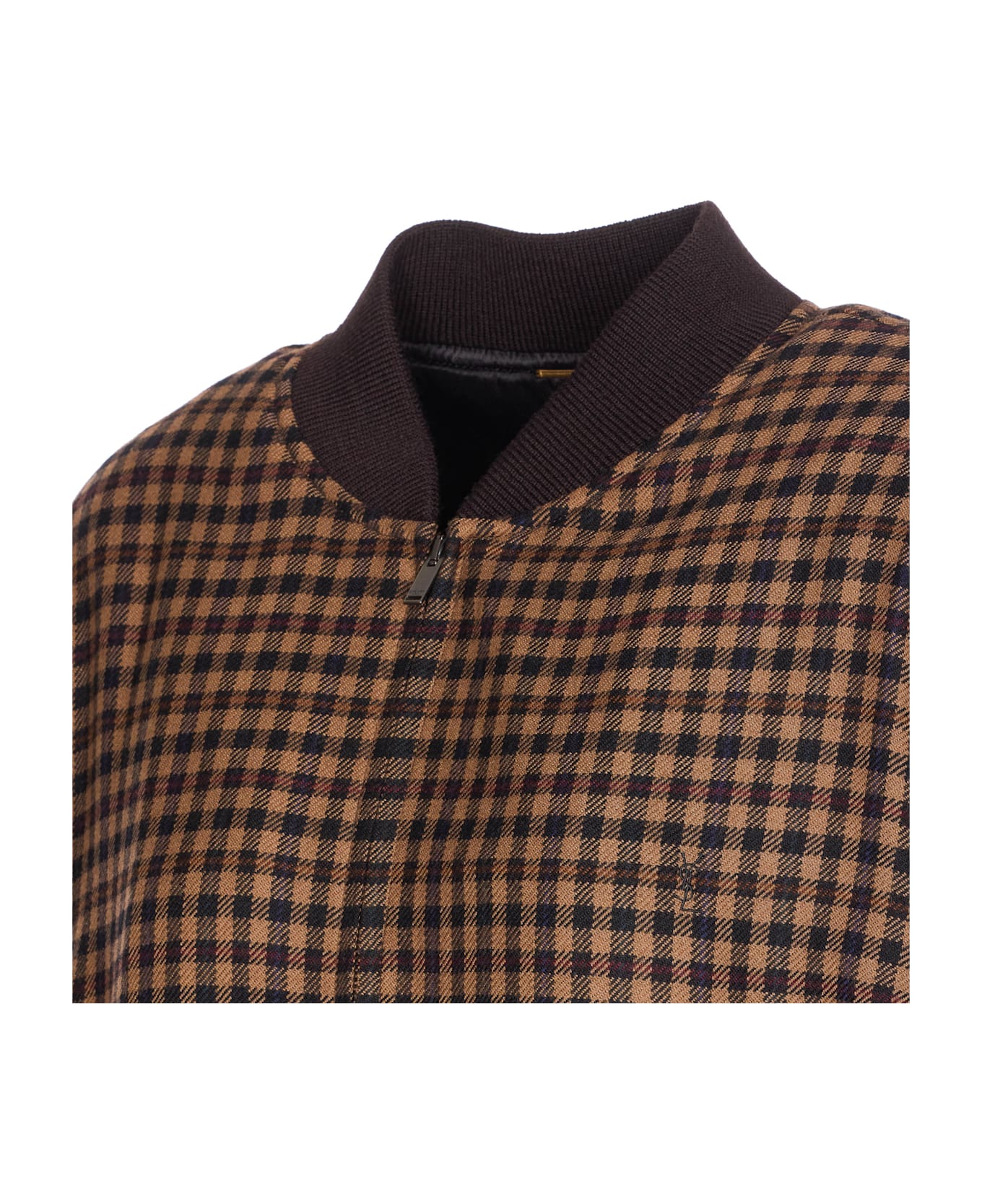 Saint Laurent Wool Cassandre Bomber Jacket - Brown