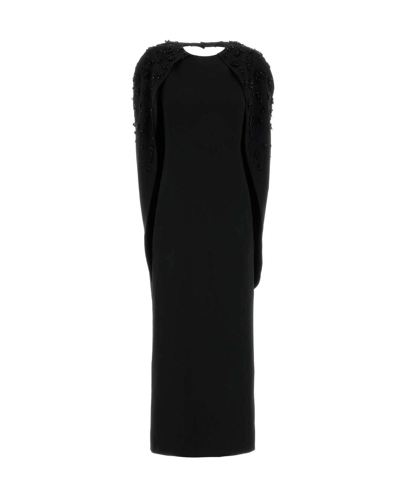 Alberta Ferretti Black Stretch Crepe Long Dress - Nero