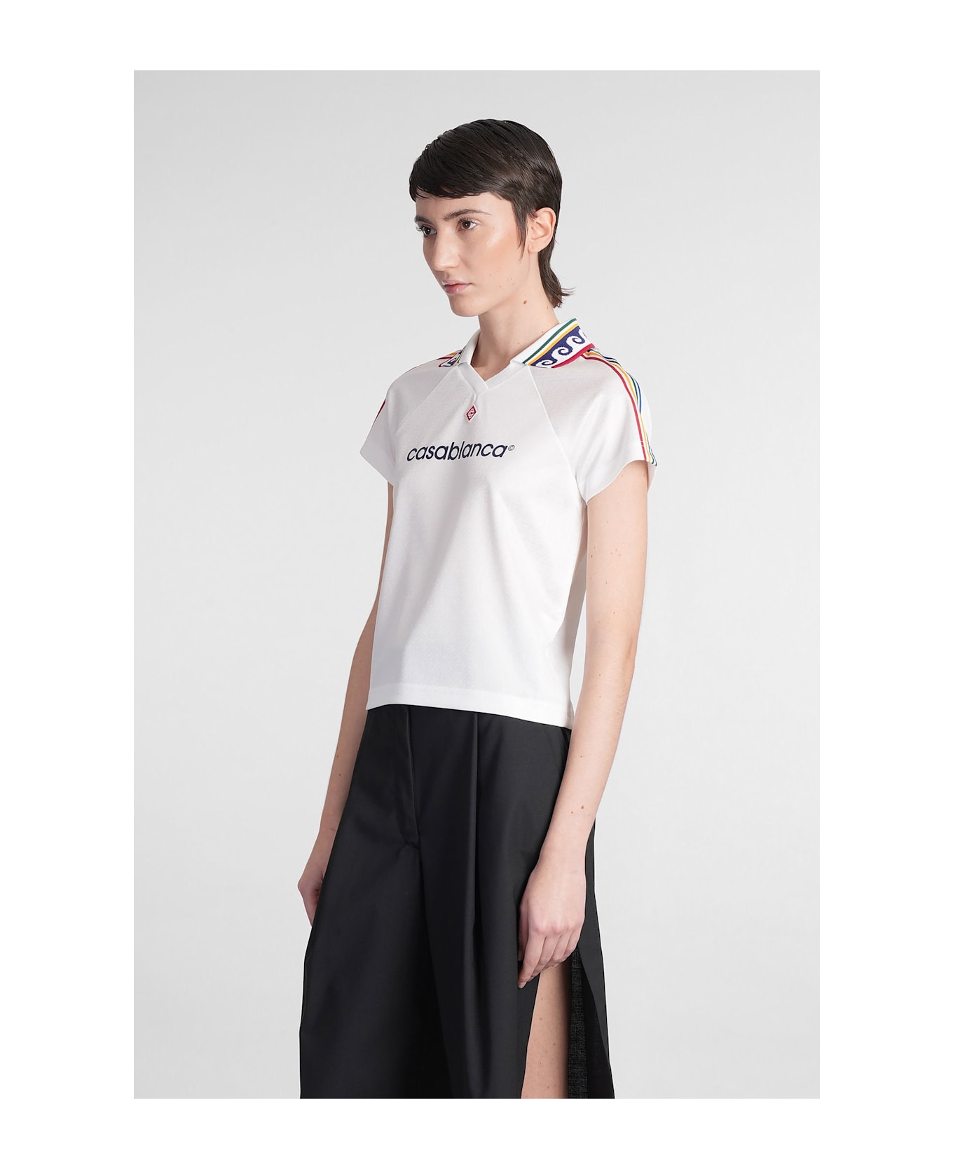 Casablanca T-shirt In White Polyester - white