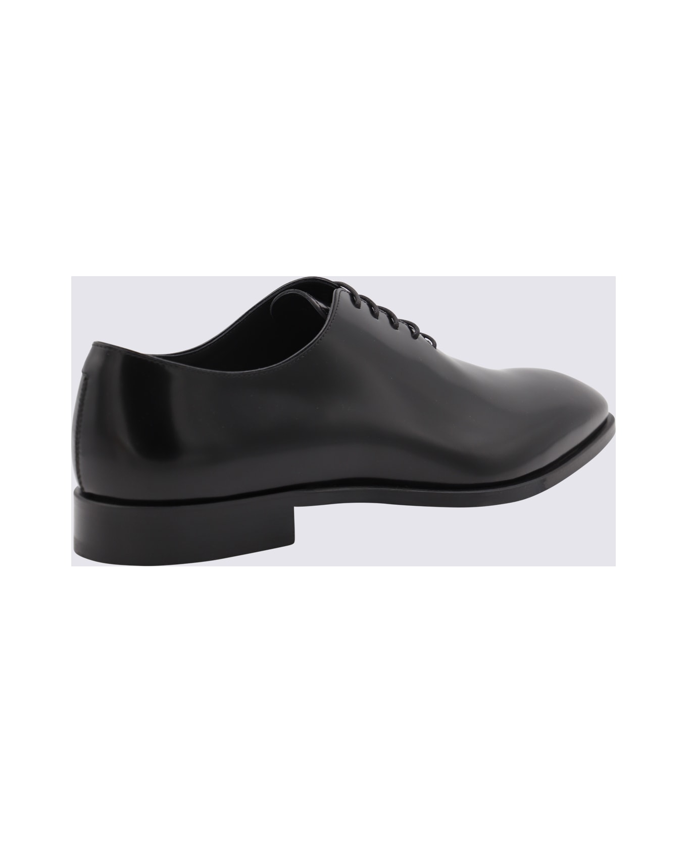 Canali Black Leather Lace Up Shoes - Black