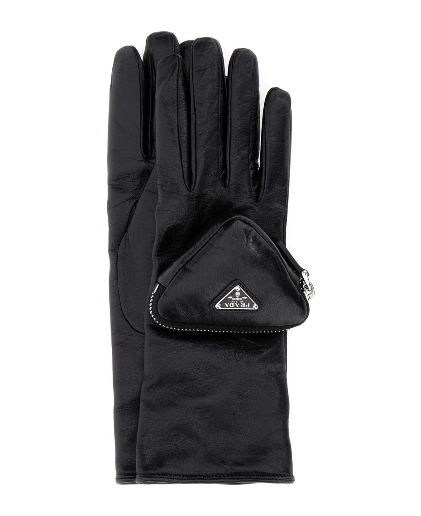 Prada Black Leather Gloves - F0002 手袋