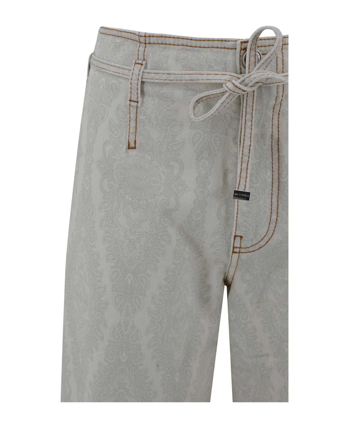 Etro Culottes Jeans With Paisley Medallion Belt - White