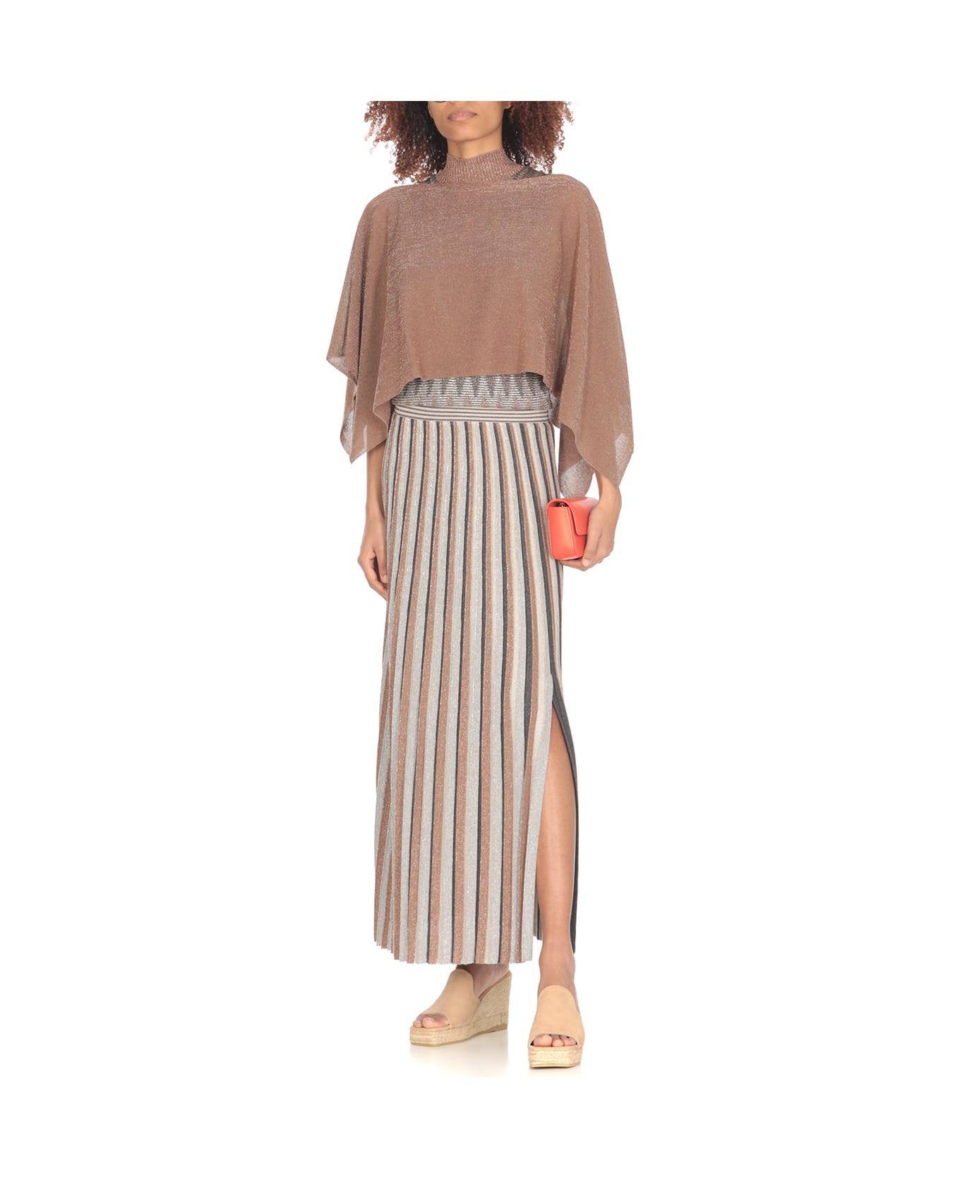 D.Exterior Skirt With Lurex Details - Brown