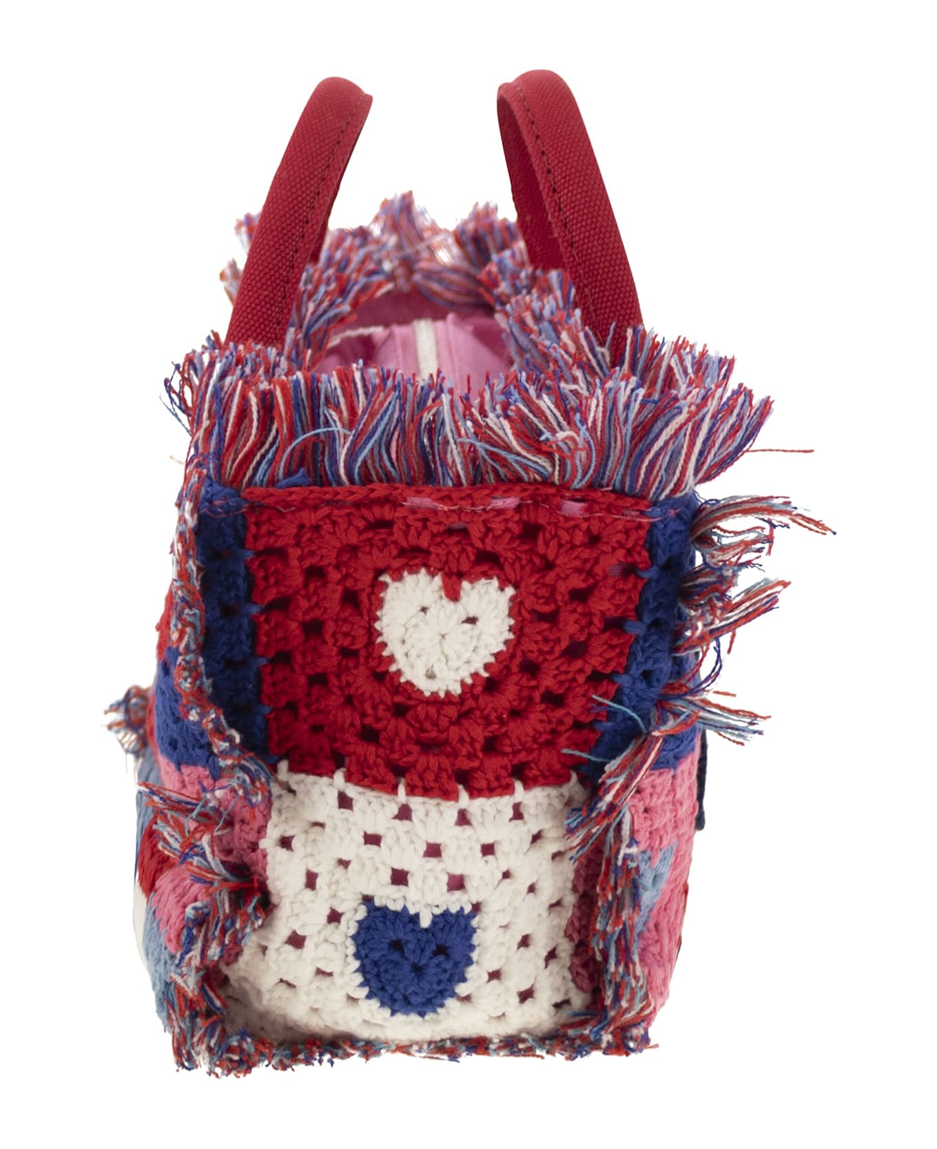 MC2 Saint Barth Colette Crochet - Handbag With Crochet Flower Patch - Red