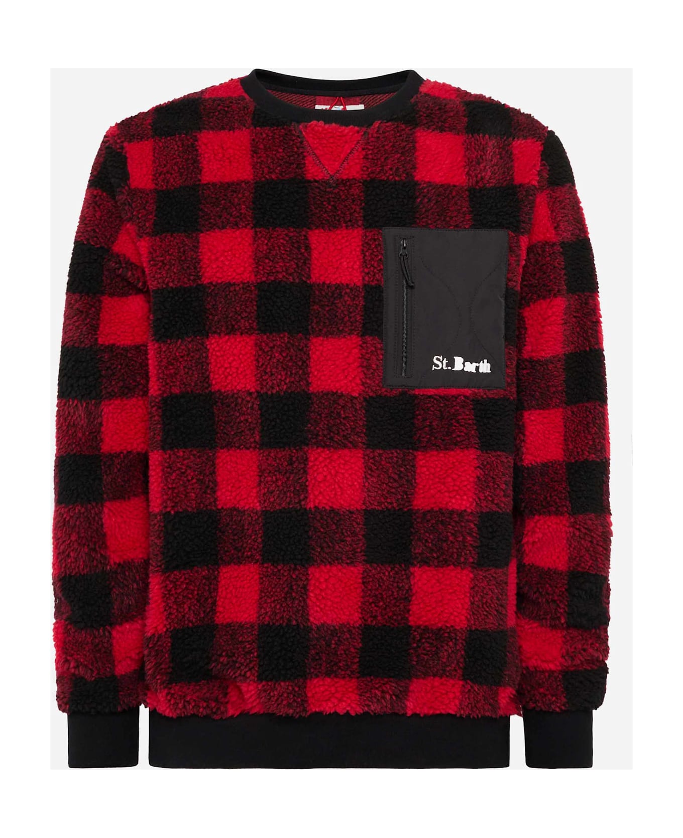 MC2 Saint Barth Teddy-fleece Sweatshirt Oak With Check Print