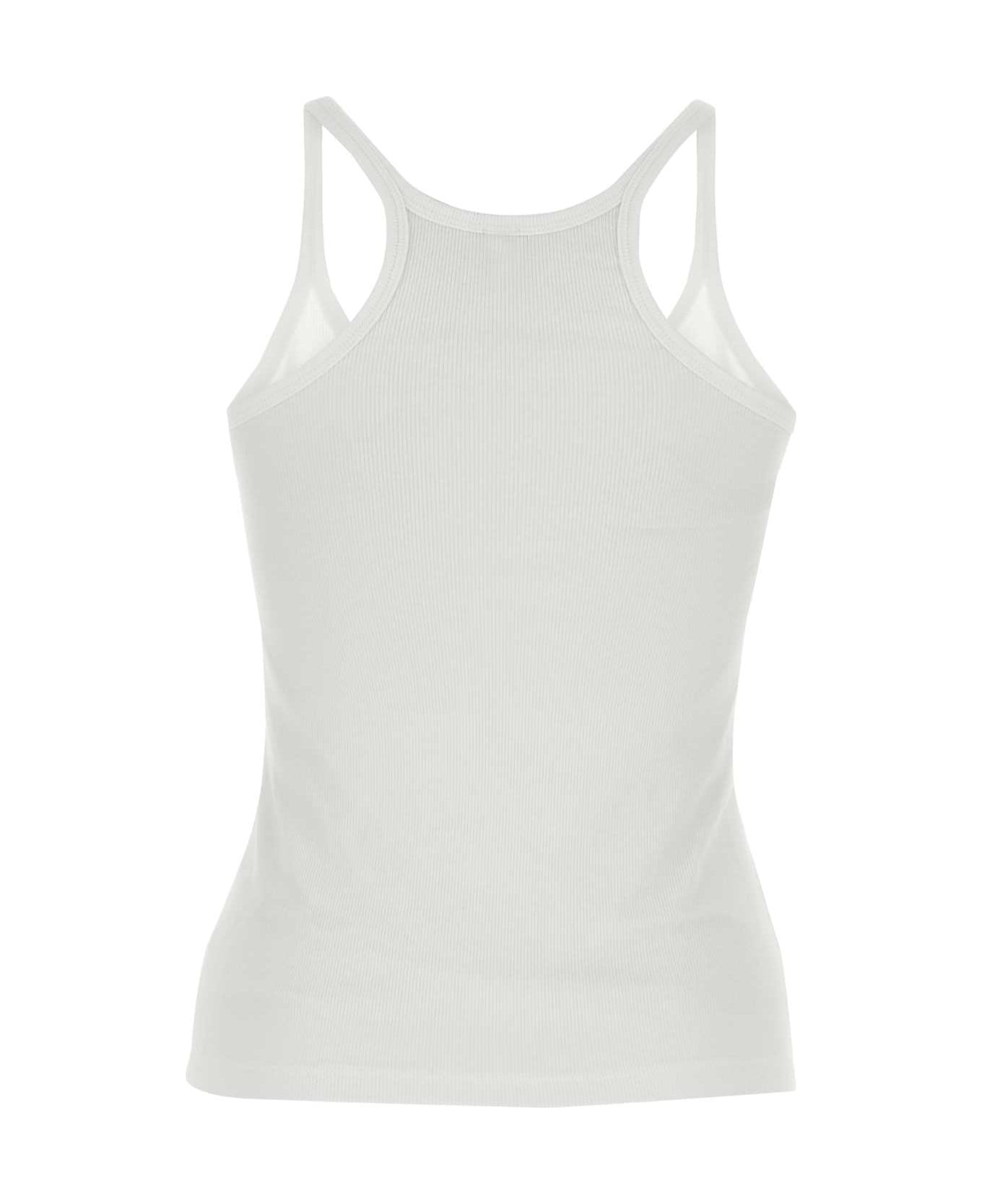 Totême White Stretch Cotton Tank Top - White