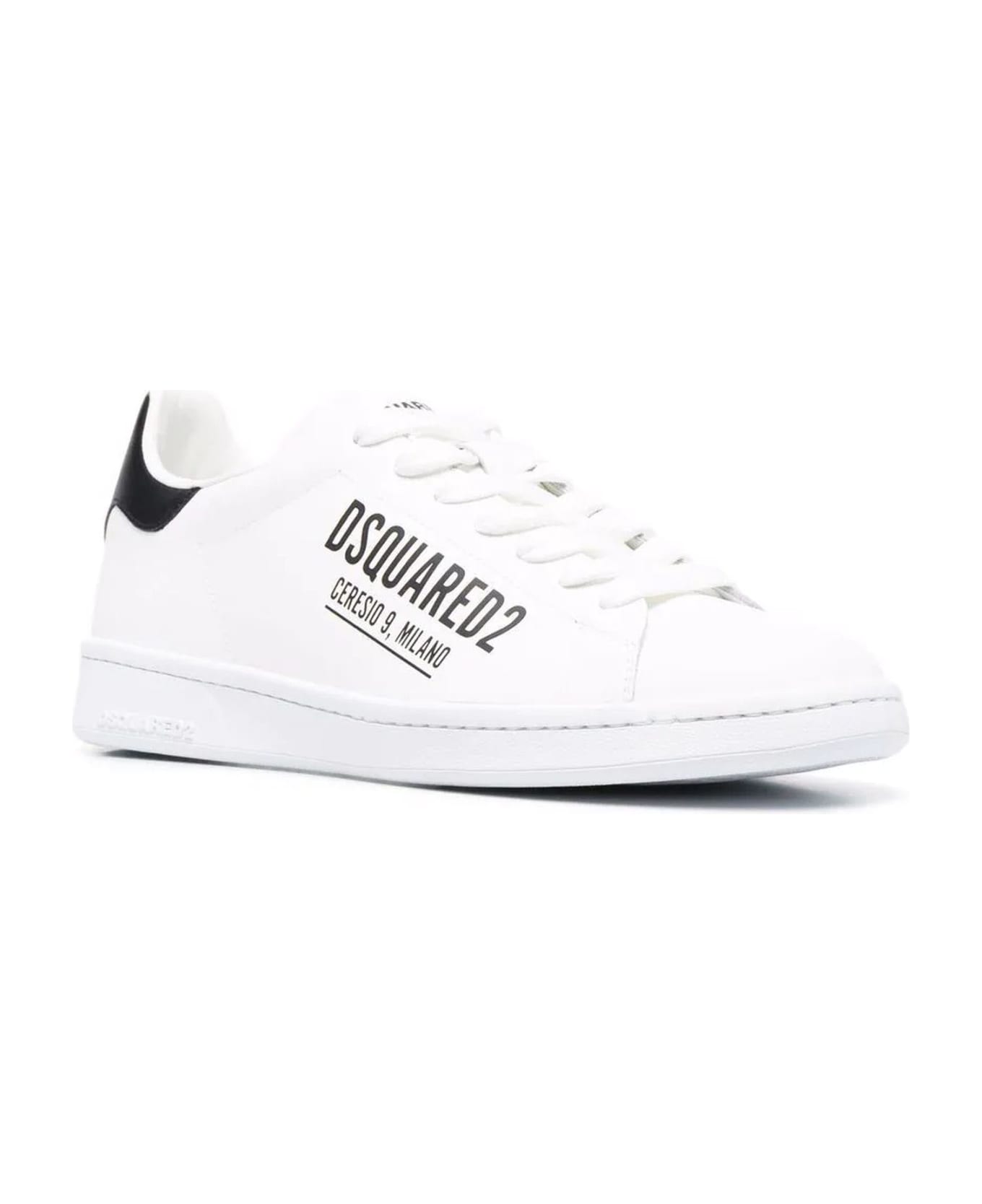 Dsquared2 White Calf Leather Sneakers - White