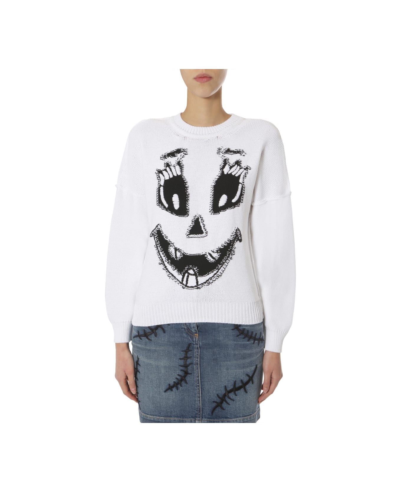 Moschino Crew Neck Sweater - WHITE ニットウェア