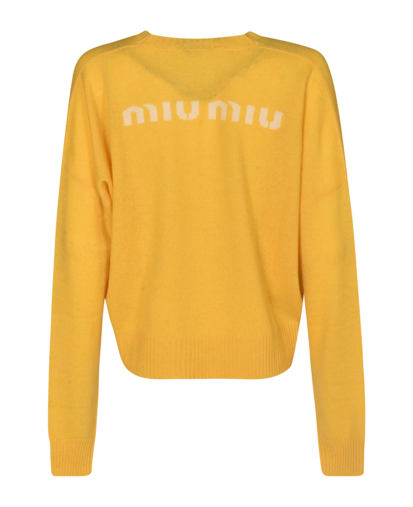 Miu Miu Logo Cashmere Sweater - Cream ニットウェア