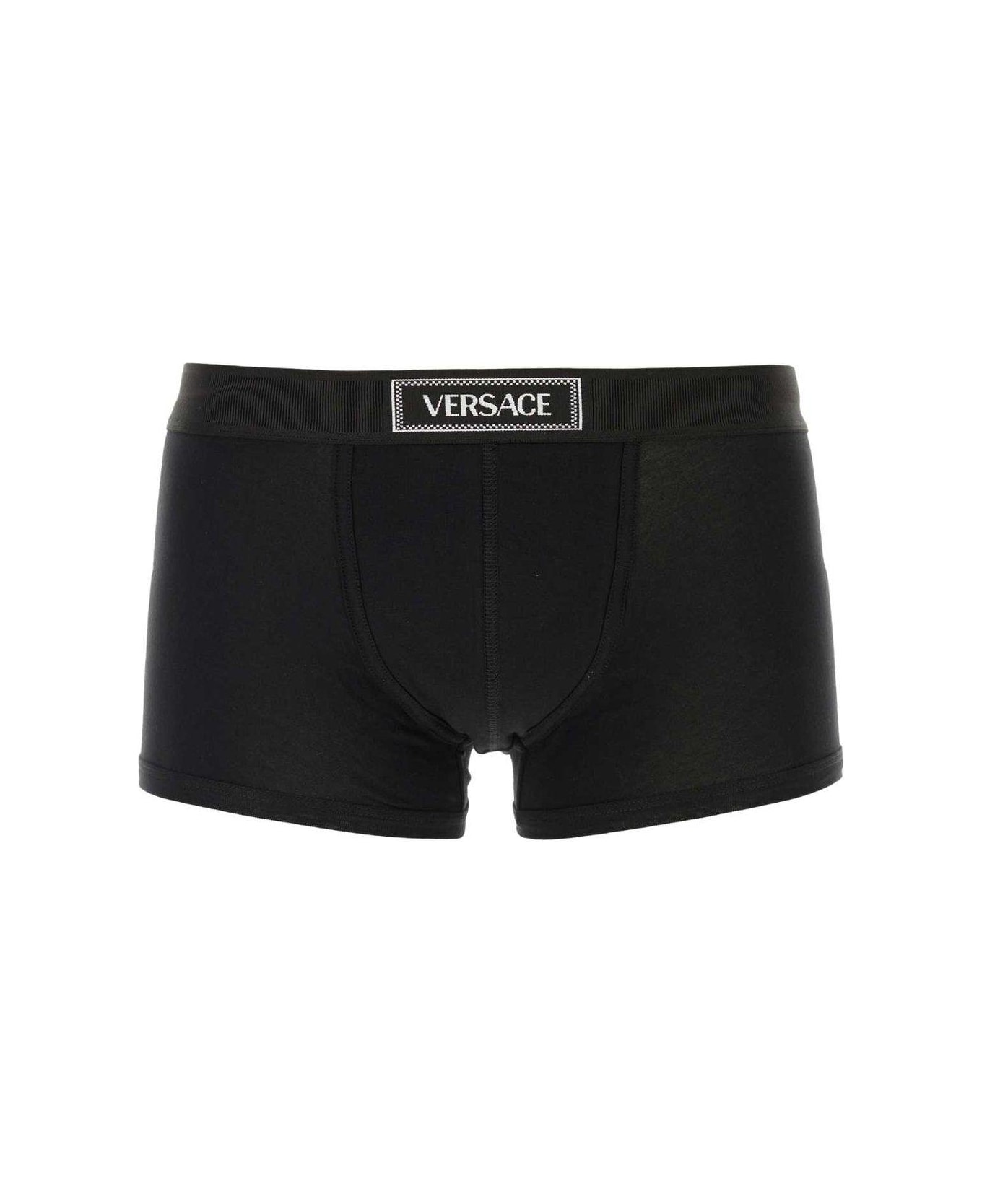 Versace 90s Logo-waistband Stretched Boxer Briefs - Black