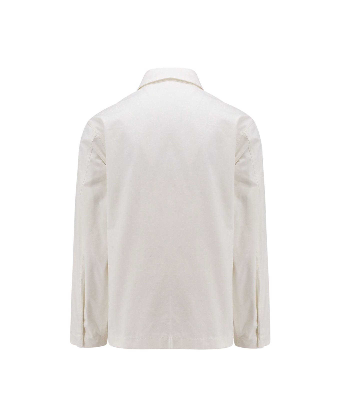 Valentino Logo Plaque Long-sleeved Shirt Jacket - White