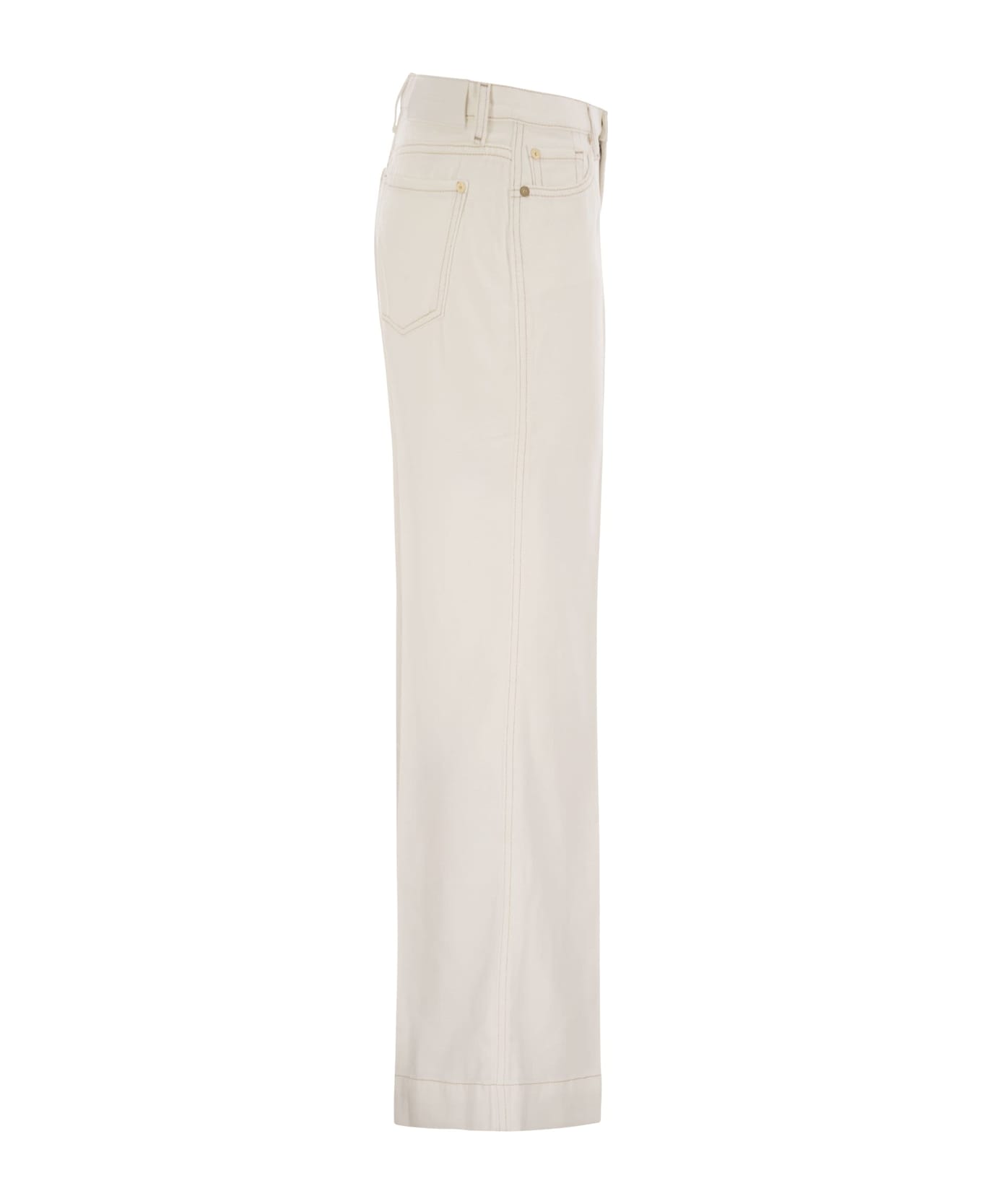 7 For All Mankind Modern Dojo Tailorless - High Waisted Flared Jeans - White