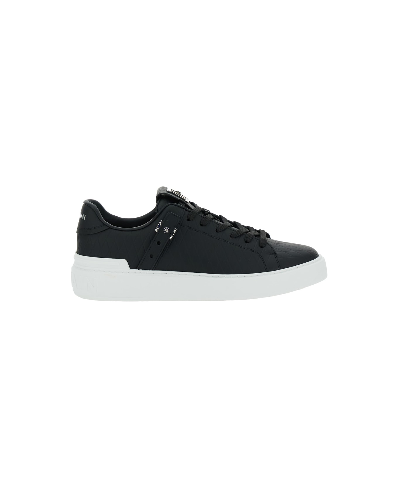 Balmain B-court B-buzz-grid Embossed Calfskin - Noir/Blanc