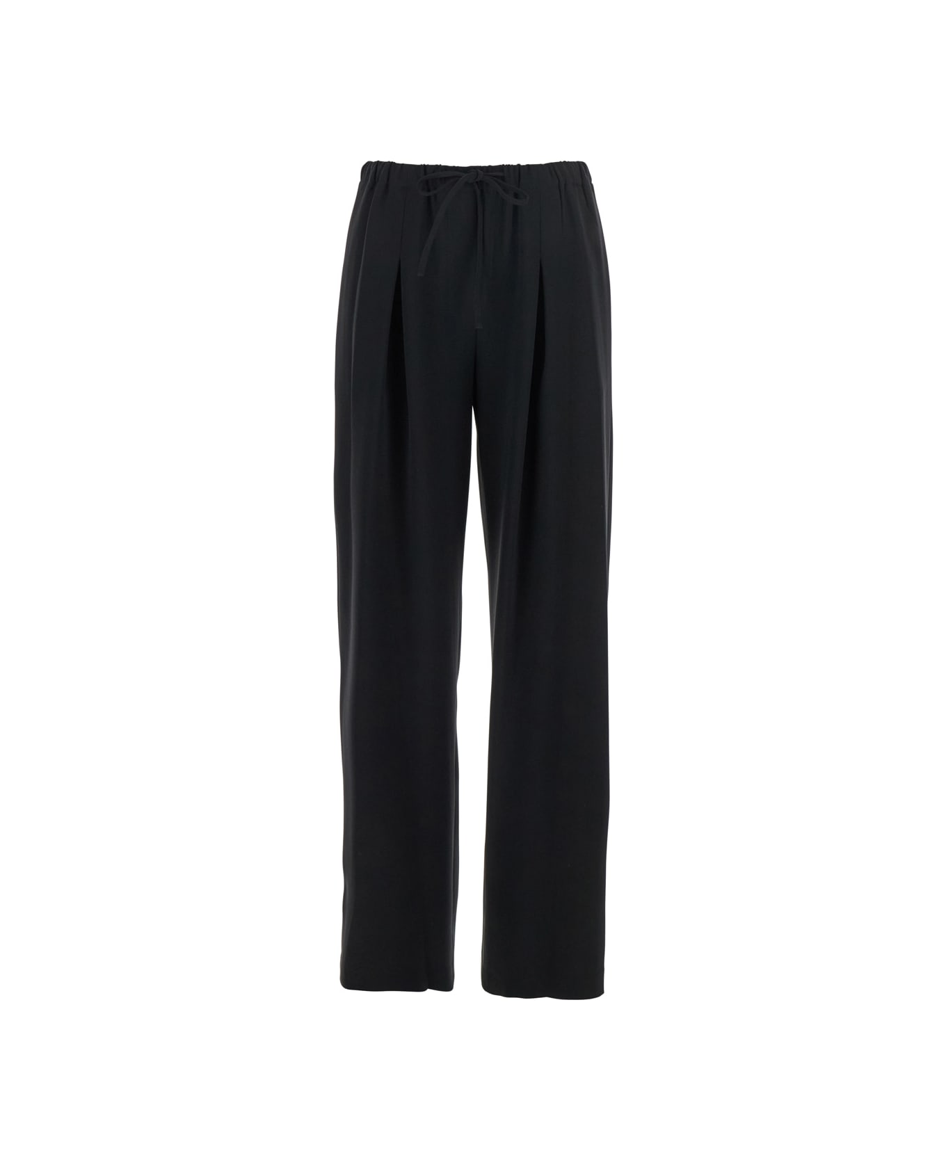 Theory Black Pants With Elastic Drawstring Waist And Pences On The Front In Tech Fabric Woman - Black