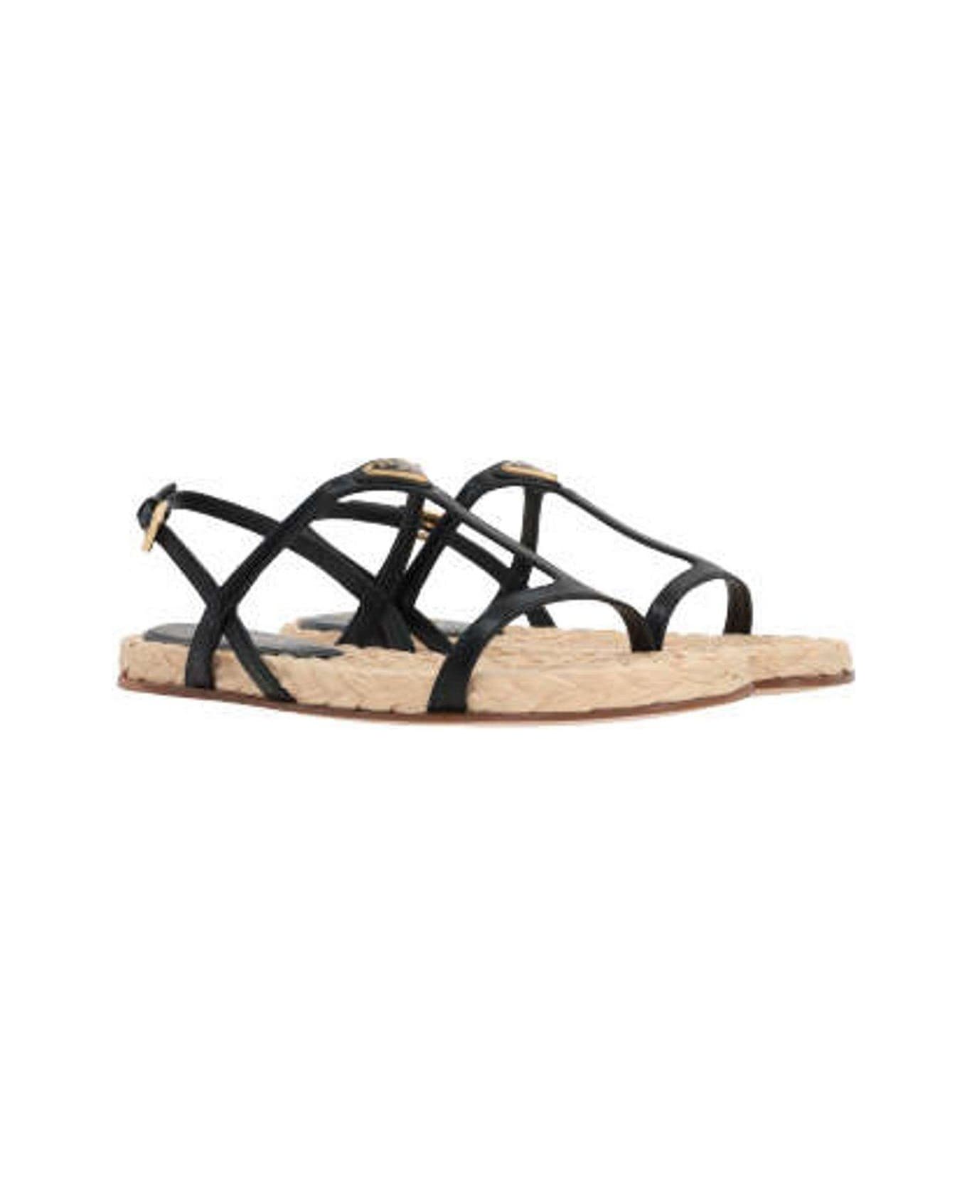 Prada Strapped Flat Sandals - NERO