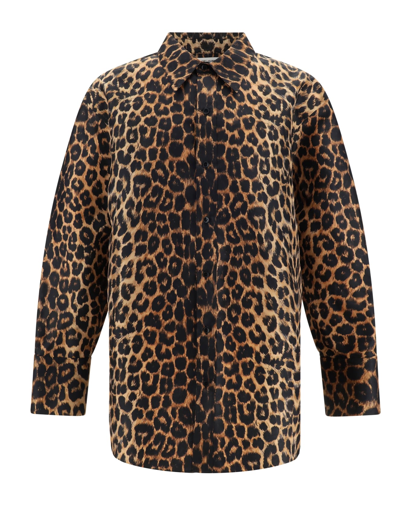 Saint Laurent Leopard Print Taffeta Shirt - Fauve シャツ