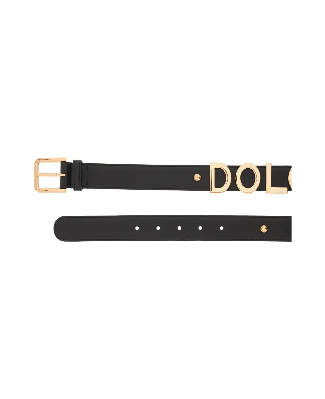 Dolce & Gabbana Logo Belt - NERO ORO CHIARO (Black)