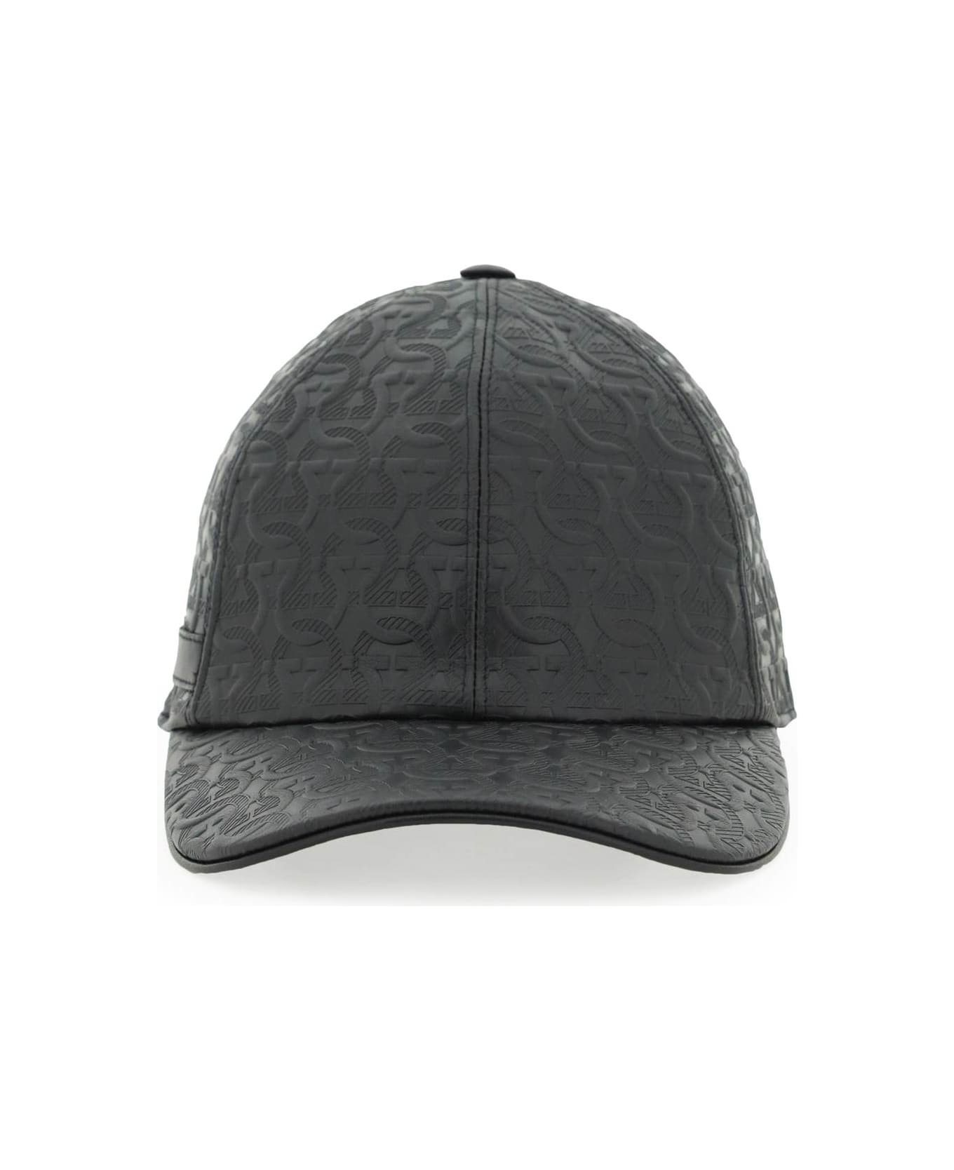 Ferragamo Embossed Leather Baseball Cap - Nero