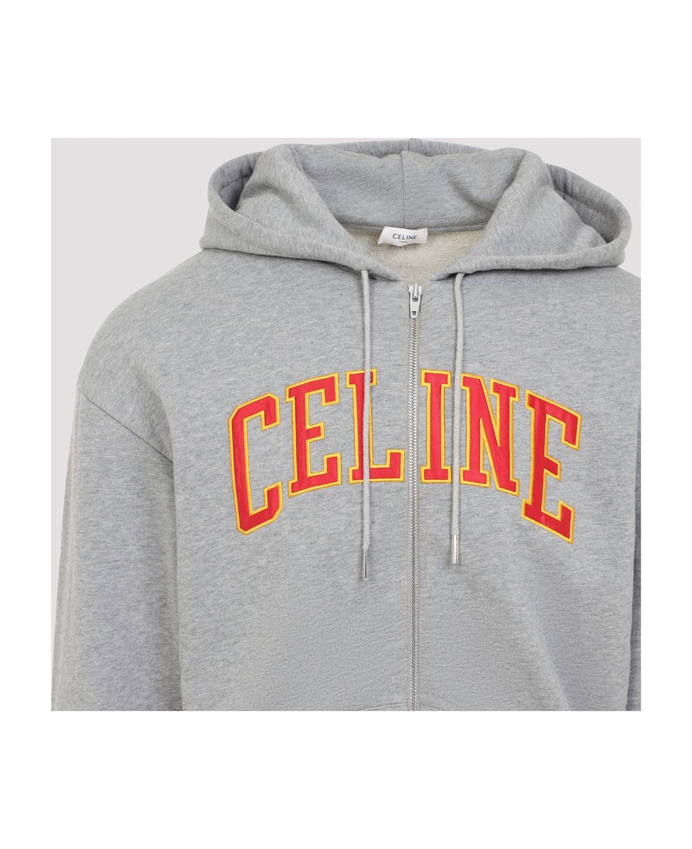 Celine Loose Zip Up Hoodie - Grey Melange Burgundy
