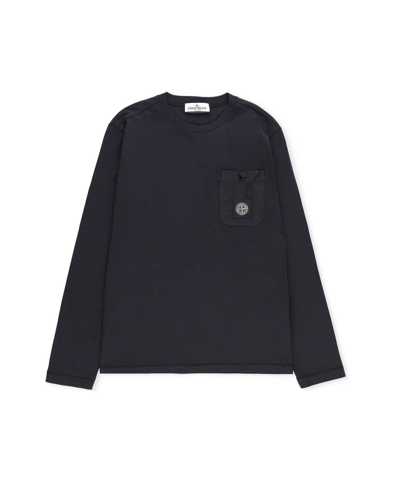 Stone Island Logo Patch Long-sleeved T-shirt - BLUE