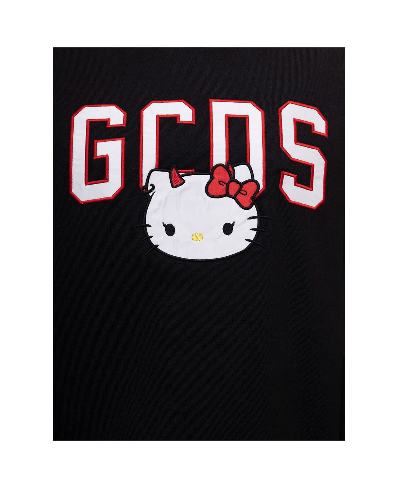 GCDS Black Sweatshirt In Fleece Cotton With Hello Kitty Print And Contrasting Logo Bands Gcds Woman - Black