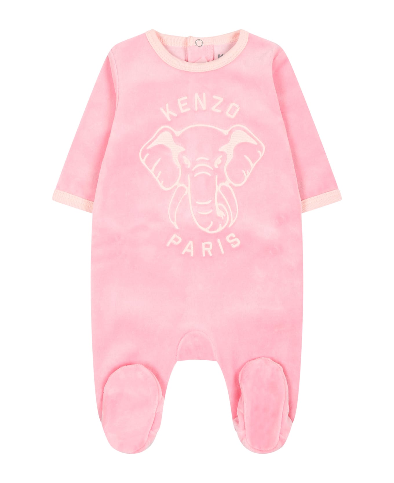 Kenzo Kids Pink Set For Baby Girl With Print And Logo - Pink ボディスーツ＆セットアップ
