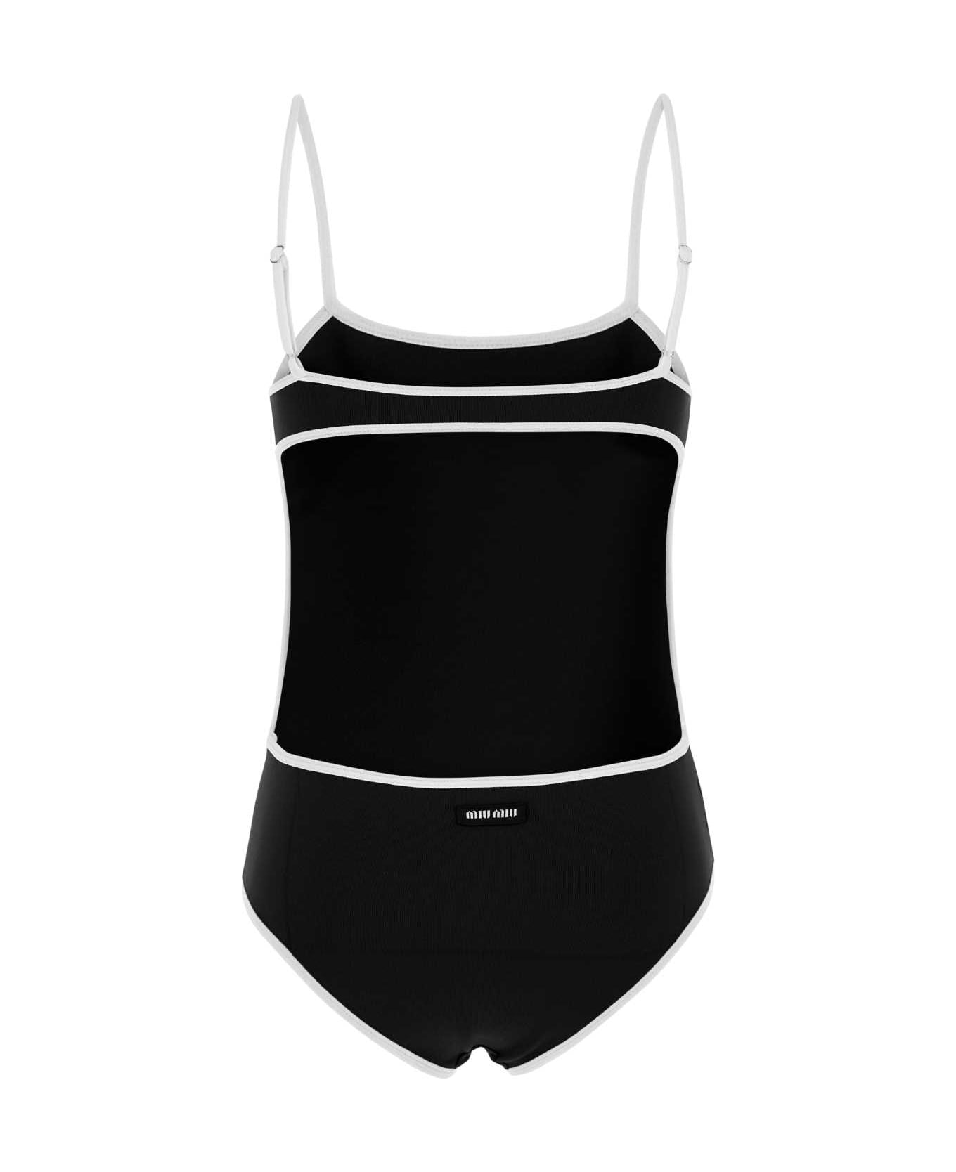 Miu Miu Dark Blue Stretch Nylon Swimsuit - BLUBIANCO