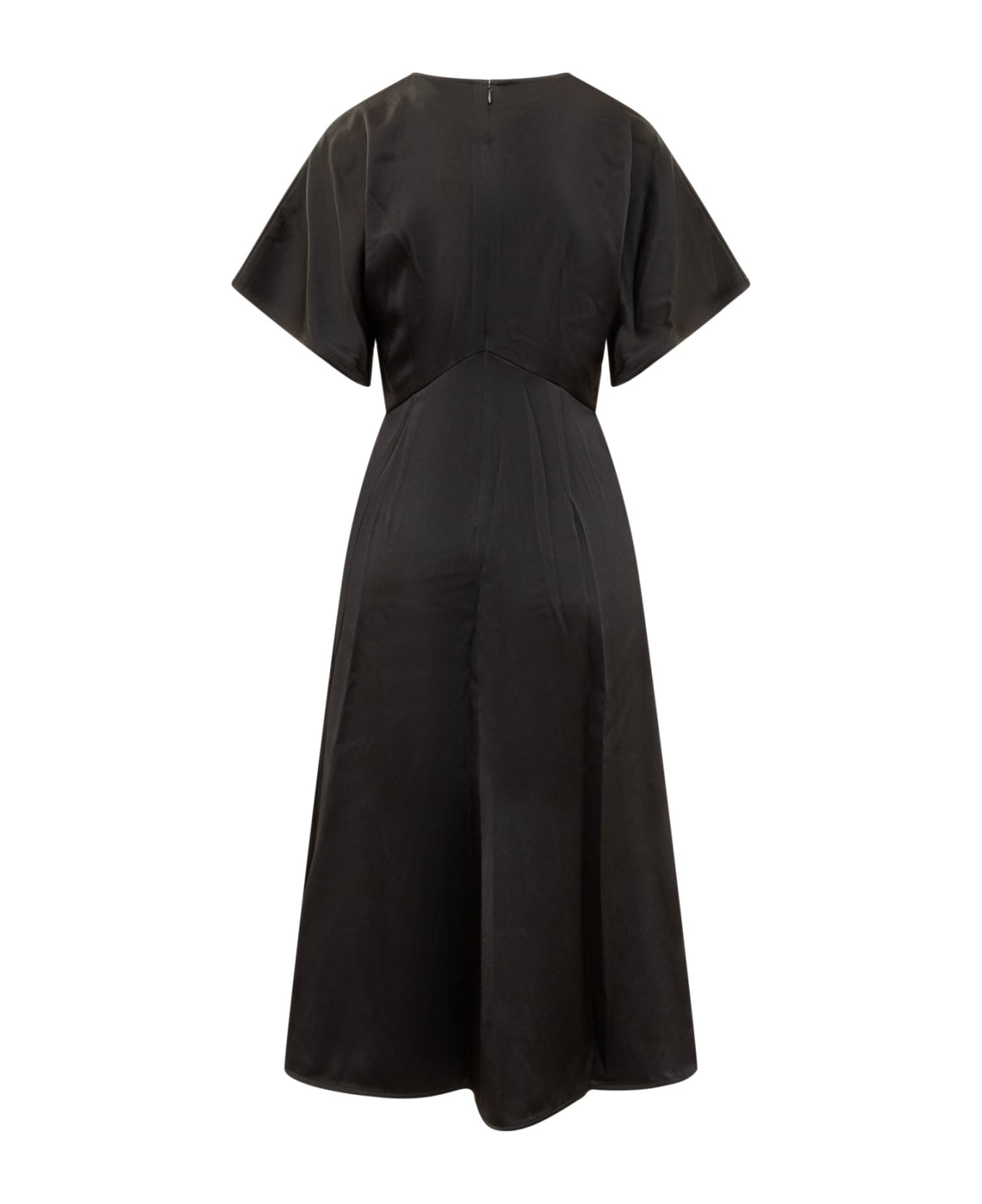 Michael Kors Flutter Short Sleeve Midi Dress - BLACK