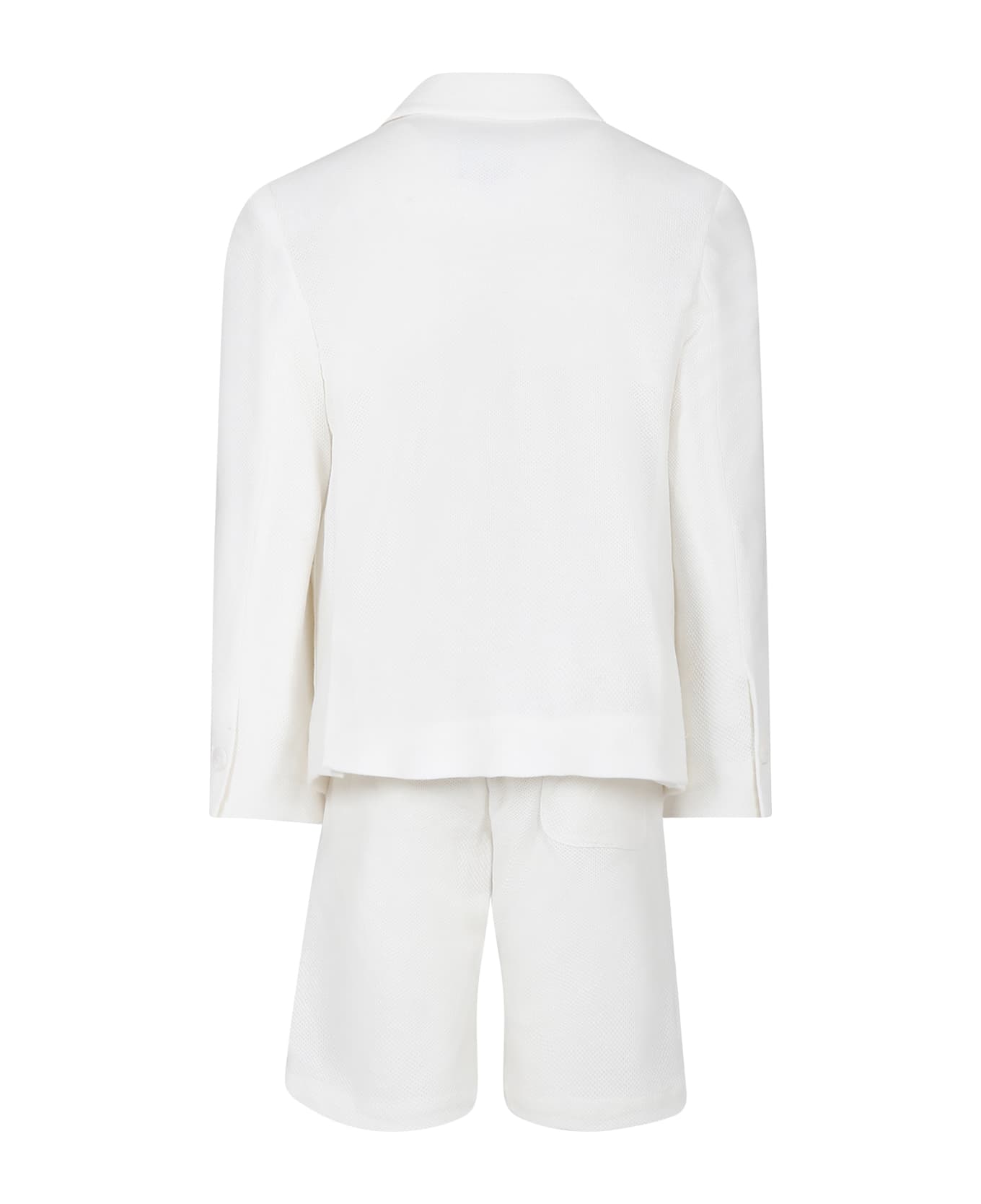 Fay Ivory Suit For Boy With Logo - Ivory
