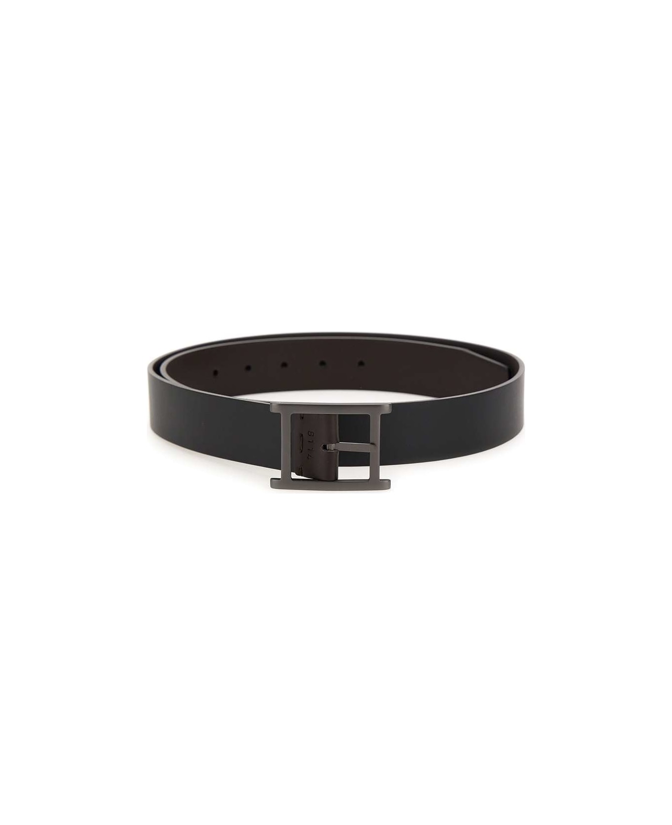 Orciani "monaco Double" Leather Belt - BLACK/ BROWN
