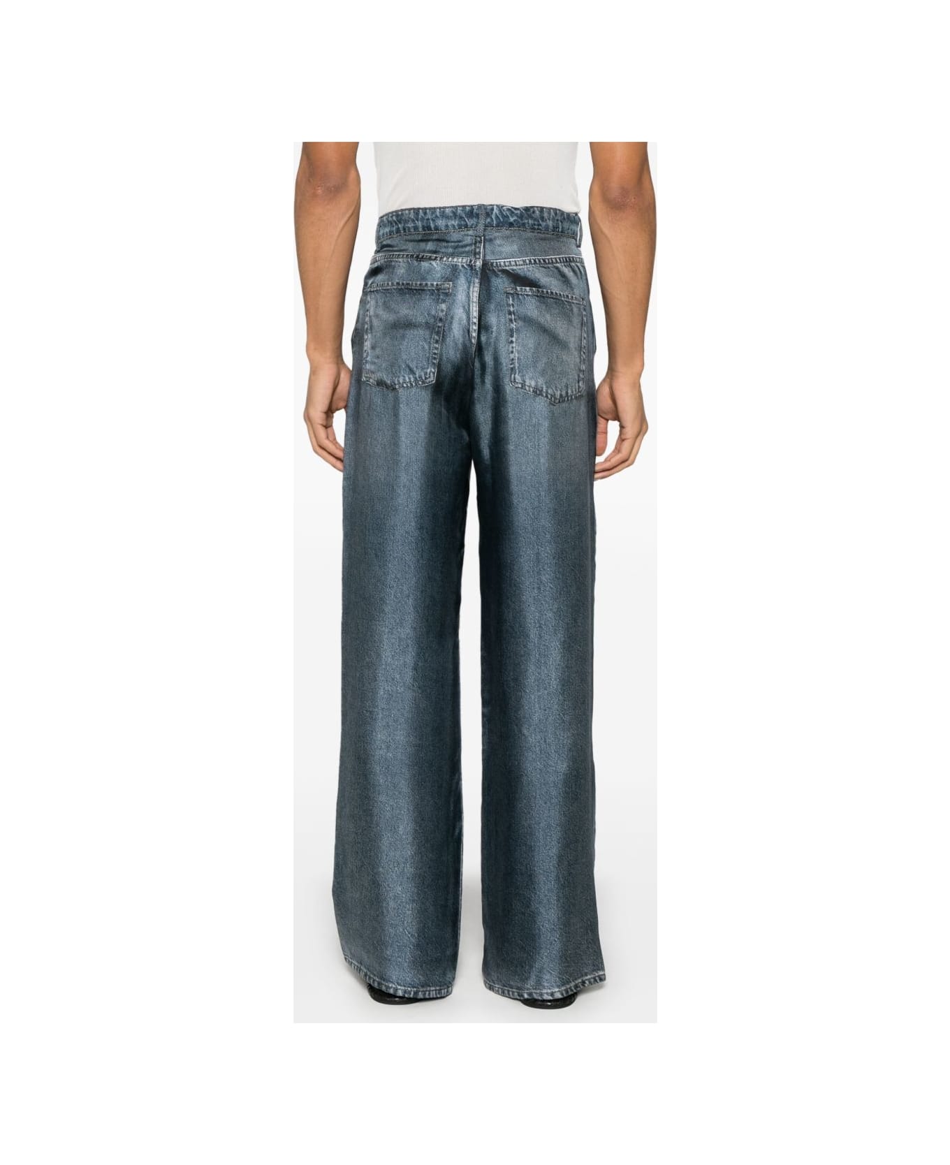 Pierre-Louis Mascia Denim Print Silk Trousers - Clear Blue