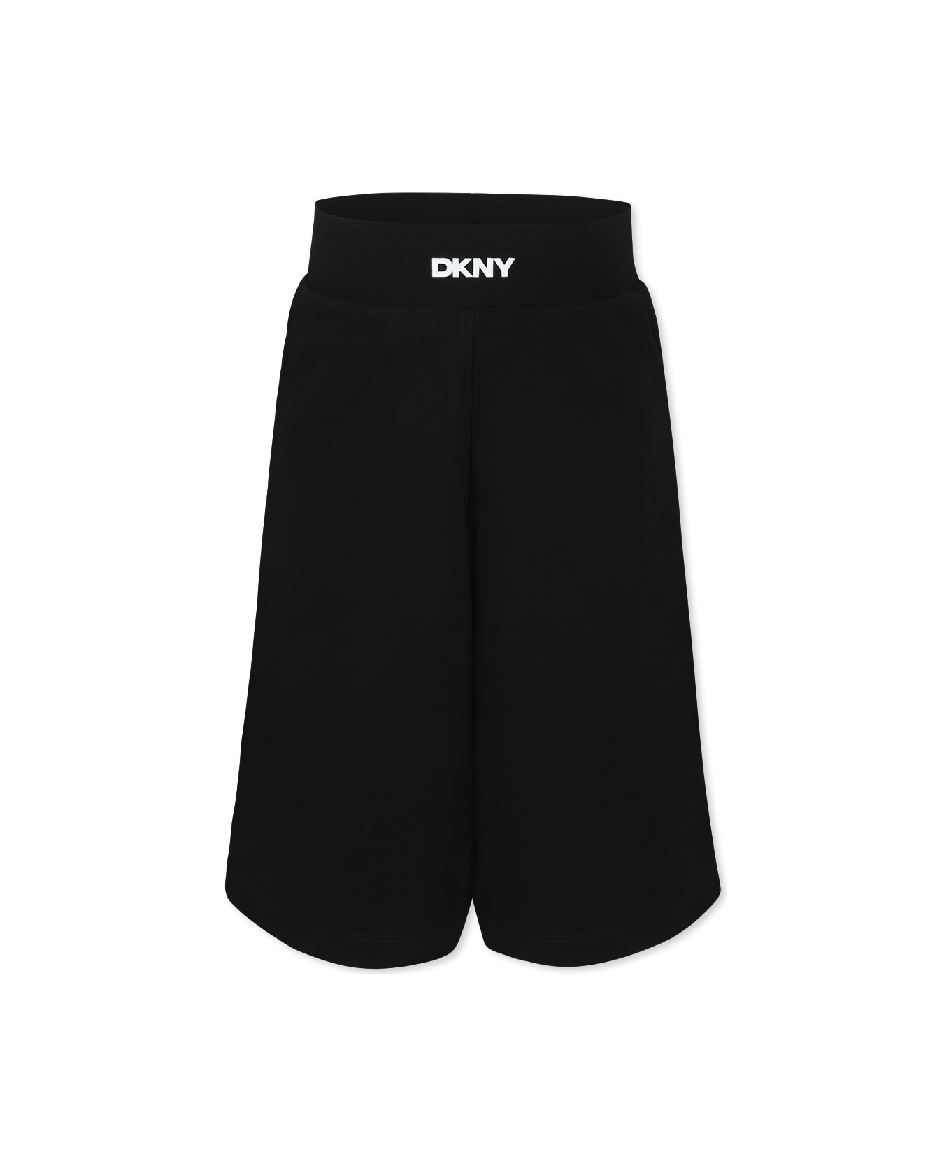 DKNY Black Shorts For Girl With Logo - Black