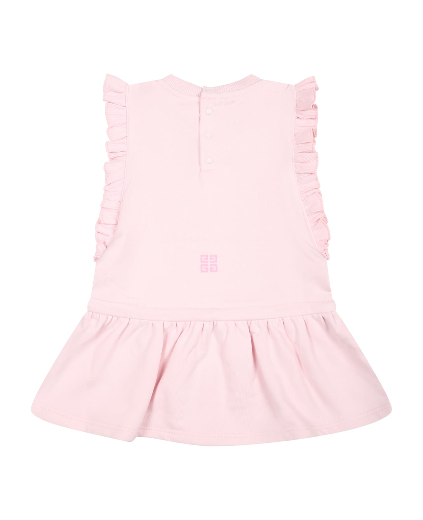 Givenchy Pink Dress For Baby Girl With Logo - Pink