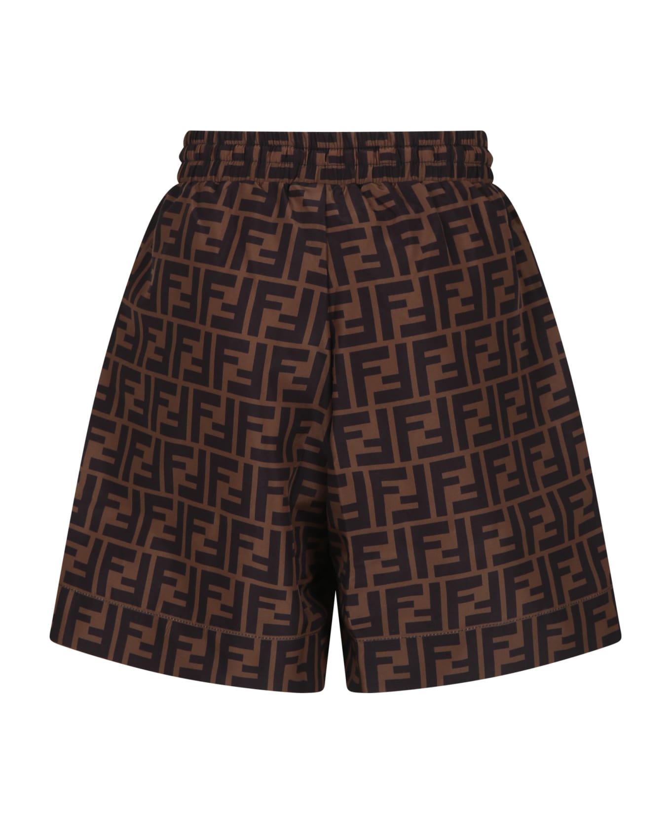 Fendi Brown Swim Shorts For Boy With Iconic Ff And Fendi Logo - Marrone 水着